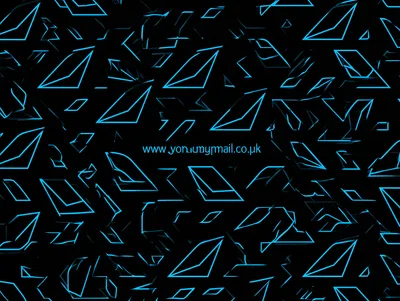 A free-mail web address barely legible among scattered blue shards