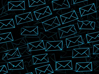 Dozens of blue envelope outlines piled on top of one another